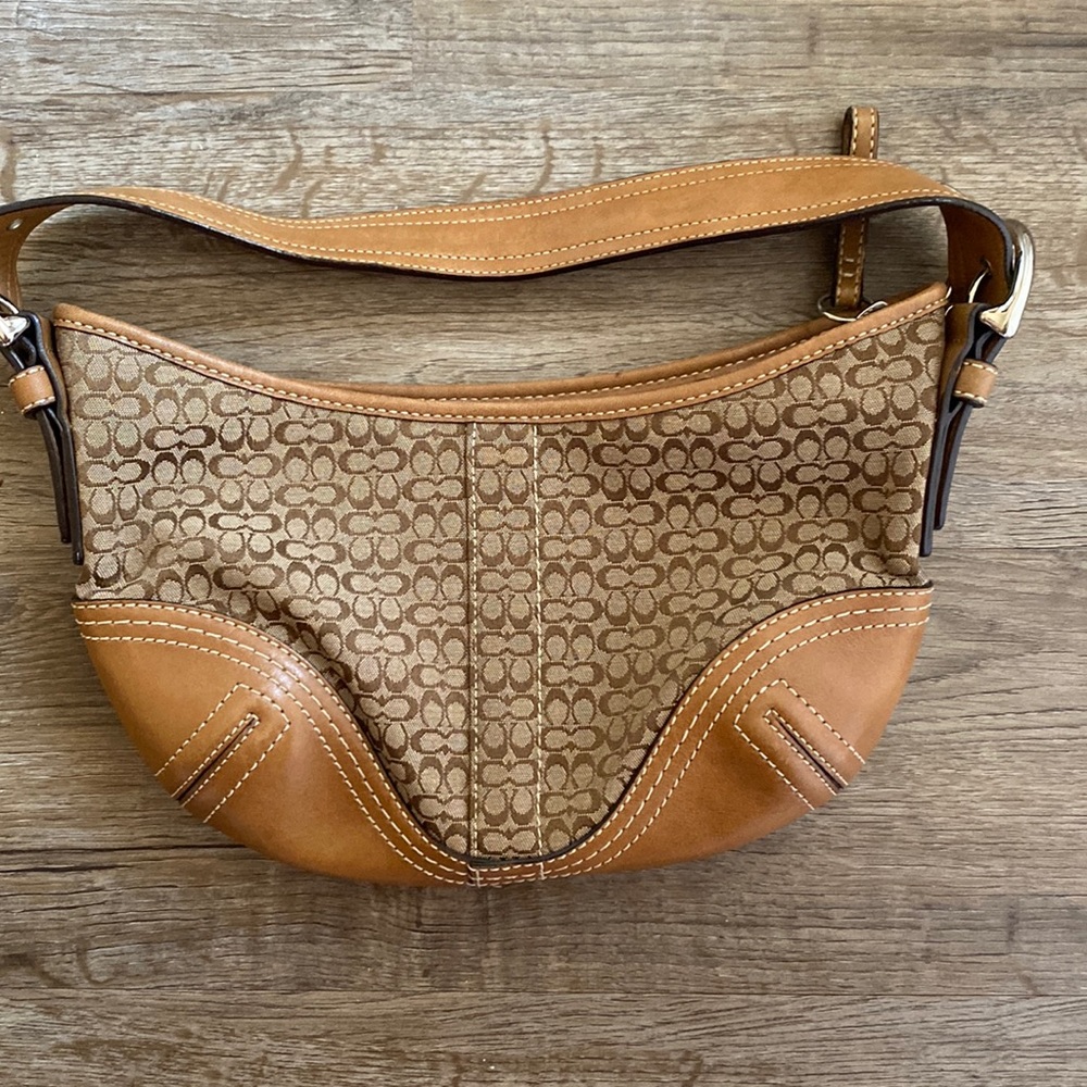 Coach Y2K Vintage Monogram Brown Leather Purse Shoulder Bag Mini Bag